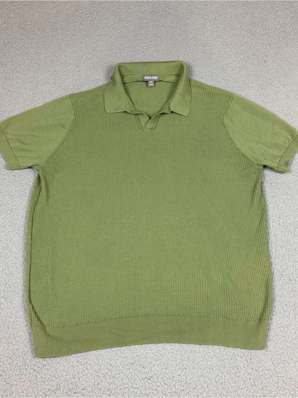 Ash & Erie Polo Shirt Men’s XL Olive Green Knit Short-Sleeve Golf Preppy